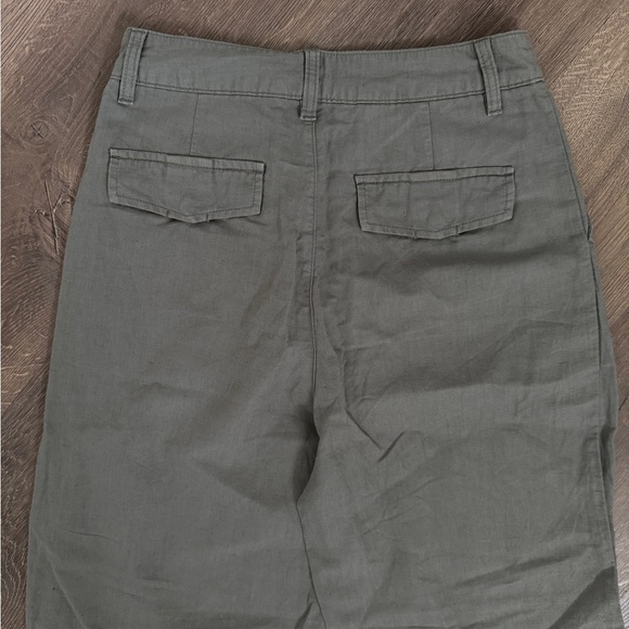 GAP Green Trousers Relaxed Fit Linen size 4 Tall - Picture 4 of 6